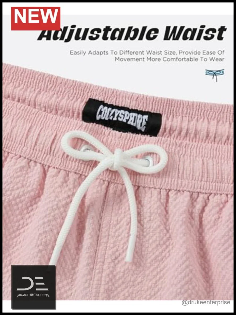 Quick Dry Seersucker Swim Trunks with Pockets Drawstring Mesh Liner
